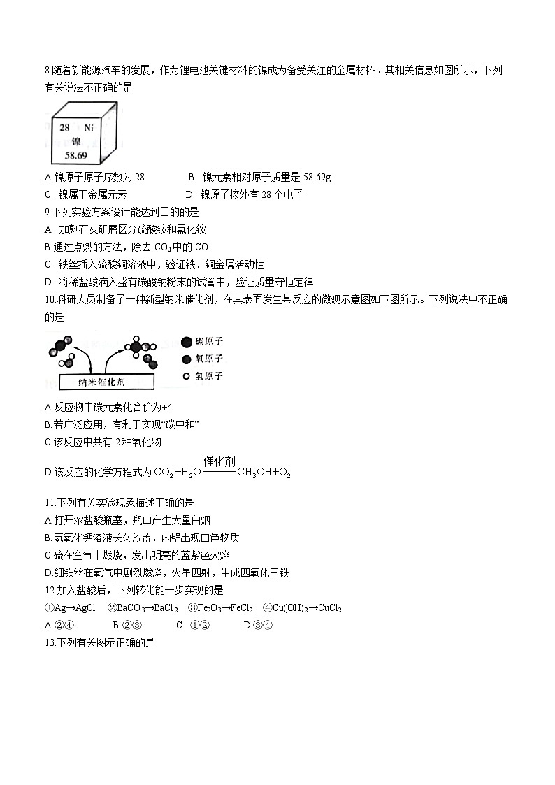 2023年河南省濮阳市中考一模化学试题（含答案）02