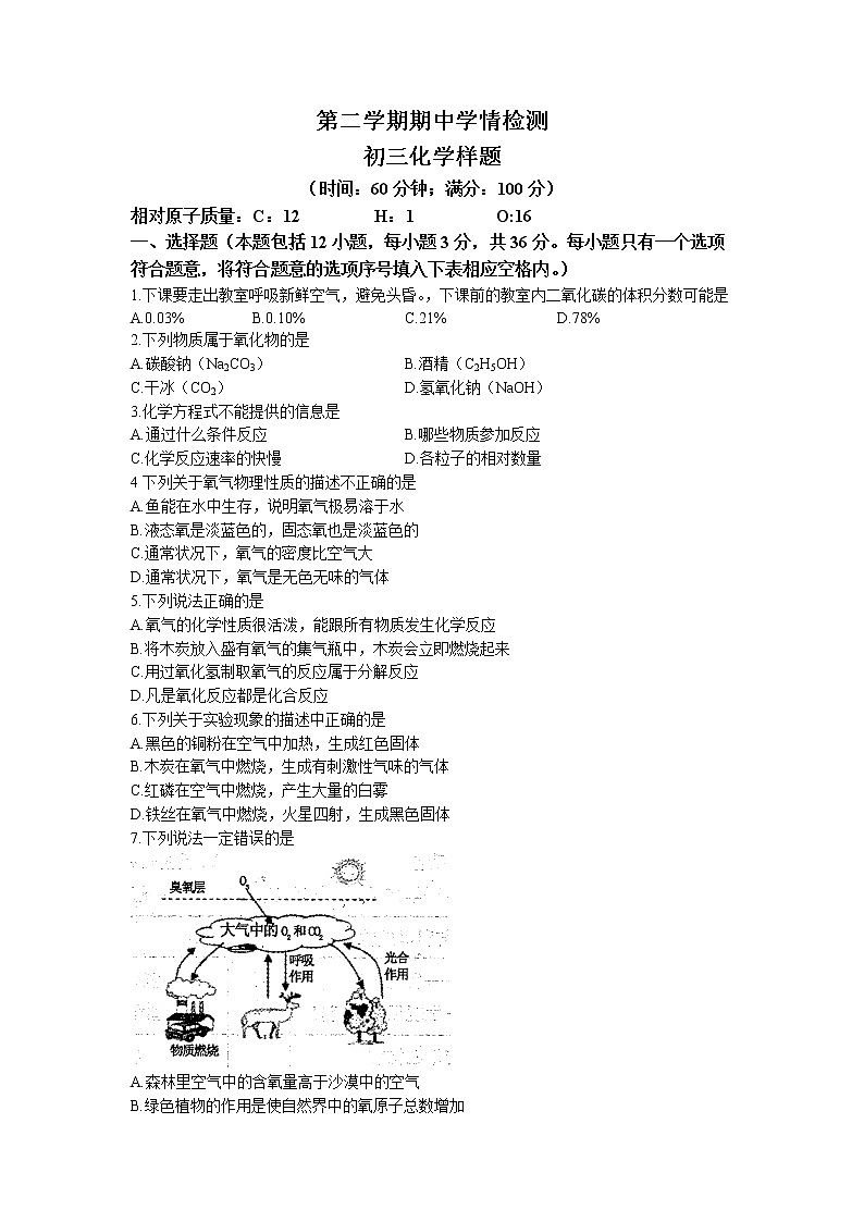 山东省泰安市泰山区2022-2023学年八年级下学期期中化学试题01