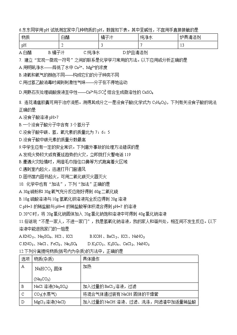 2023年四川省广安市岳池县中考诊断性检测（二）化学试题（含答案）02