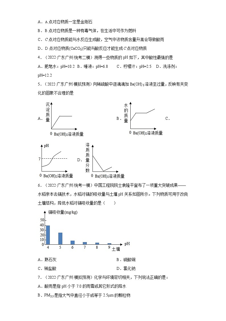 广东省广州市三年（2020-2022）中考化学模拟题分题型分层汇编-45溶液的酸碱性和pH第2页