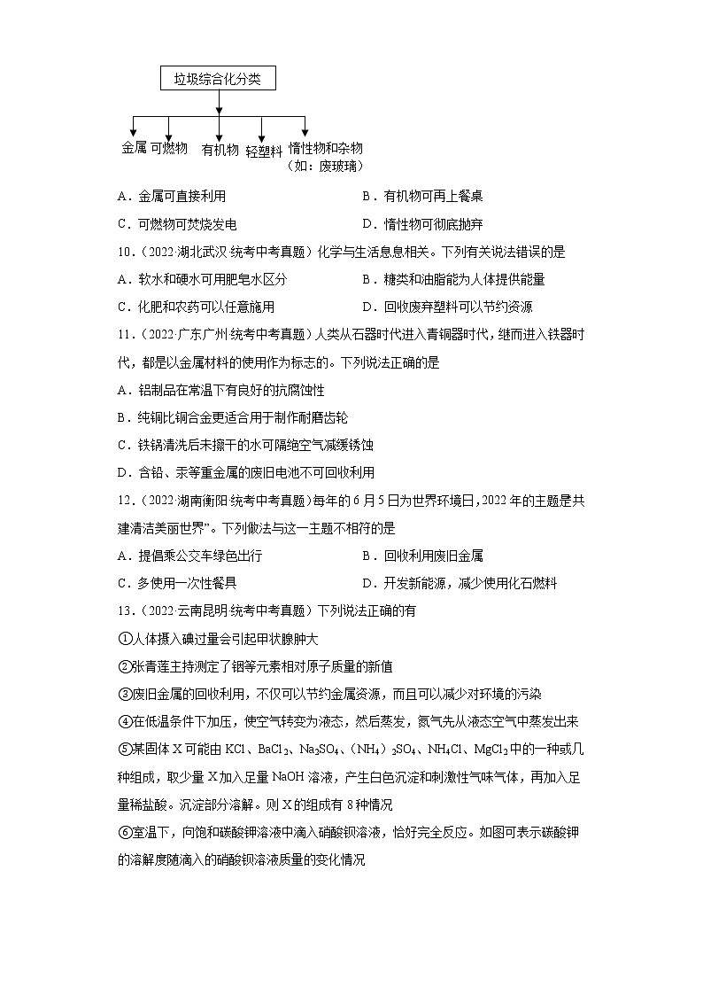 备考2023年中考化学真题专项练习（全国通用）-60废弃金属对环境的影响及回收第3页