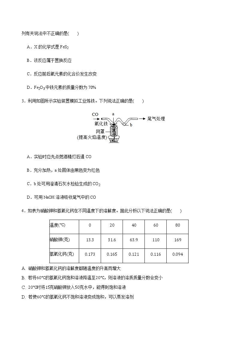 化学（杭州卷）-2023年中考第一次模拟考试卷02