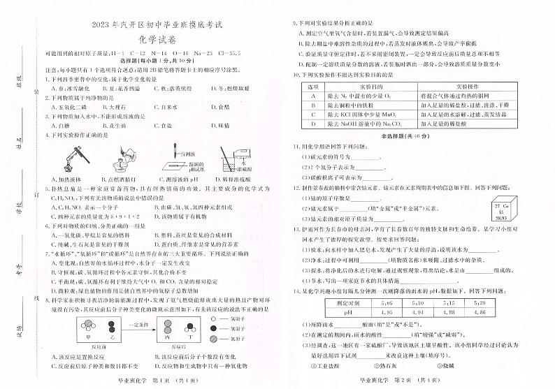 2023年吉林省长春市长春汽车经济技术开发区一模化学试题01