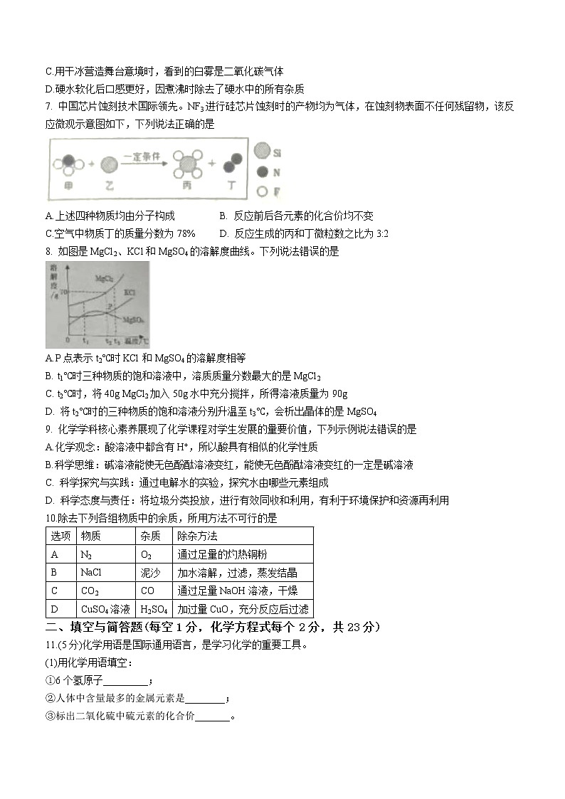 2023年甘肃省天水市秦安县中考适应性检测化学试题（含答案）02