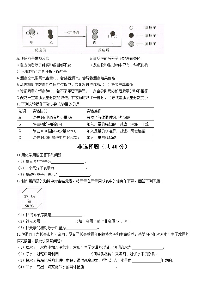 2023年吉林省长春市长春汽车经济技术开发区中考一模化学试题（含答案）02