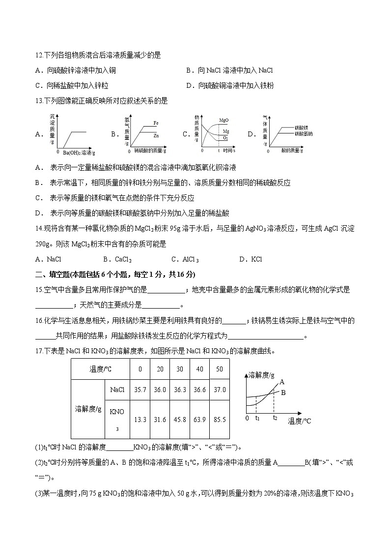 化学（河南卷）2023年中考第一次模拟考试卷（考试版）03