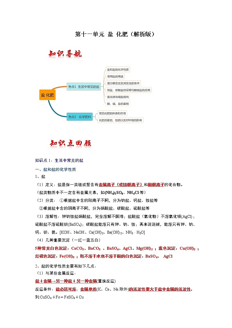 第11单元 盐 化肥（含答案解析）第1页
