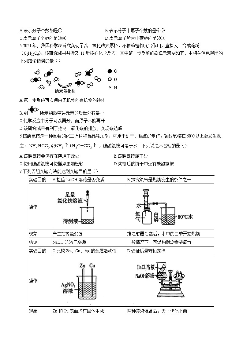 2023年陕西省西安市莲湖区部分学校中考三模化学试题（含答案）第2页