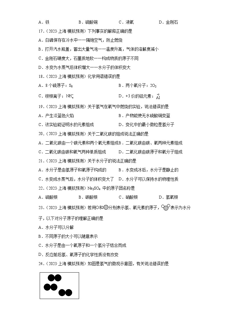备考2023年中考化学知识点模拟新题专项练习（广东专用）-08无机物的分类第3页
