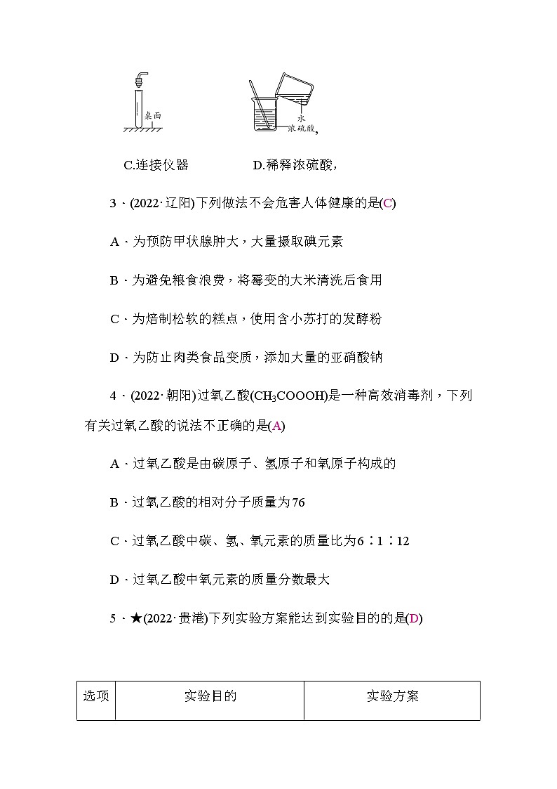中考化学复习模拟试题卷(一)含答案第2页