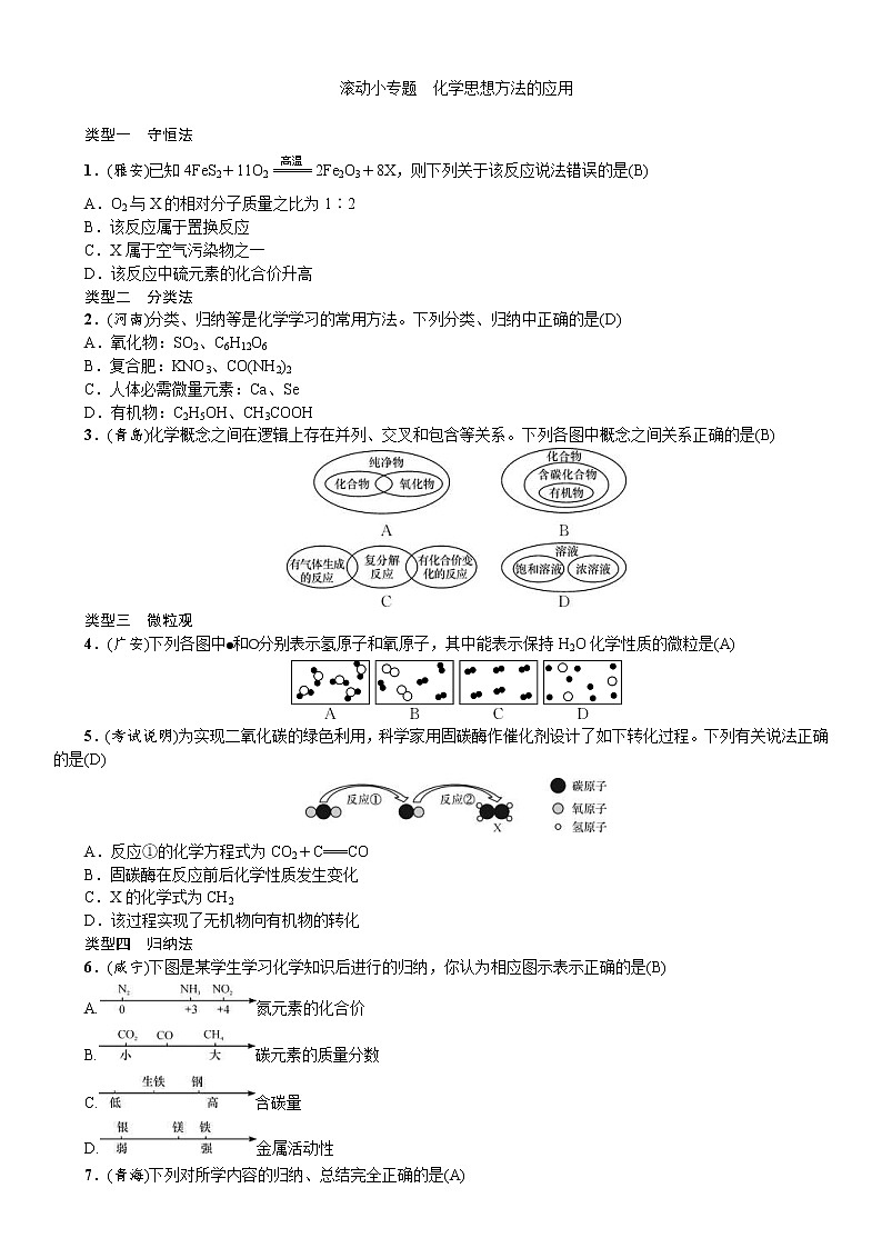 中考化学一轮复习考点讲练滚动小专题化学思想方法的应用 (含答案)第1页