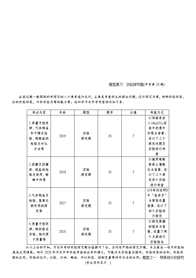 中考化学一轮复习考点讲练题型复习实验探究题(含答案)第1页