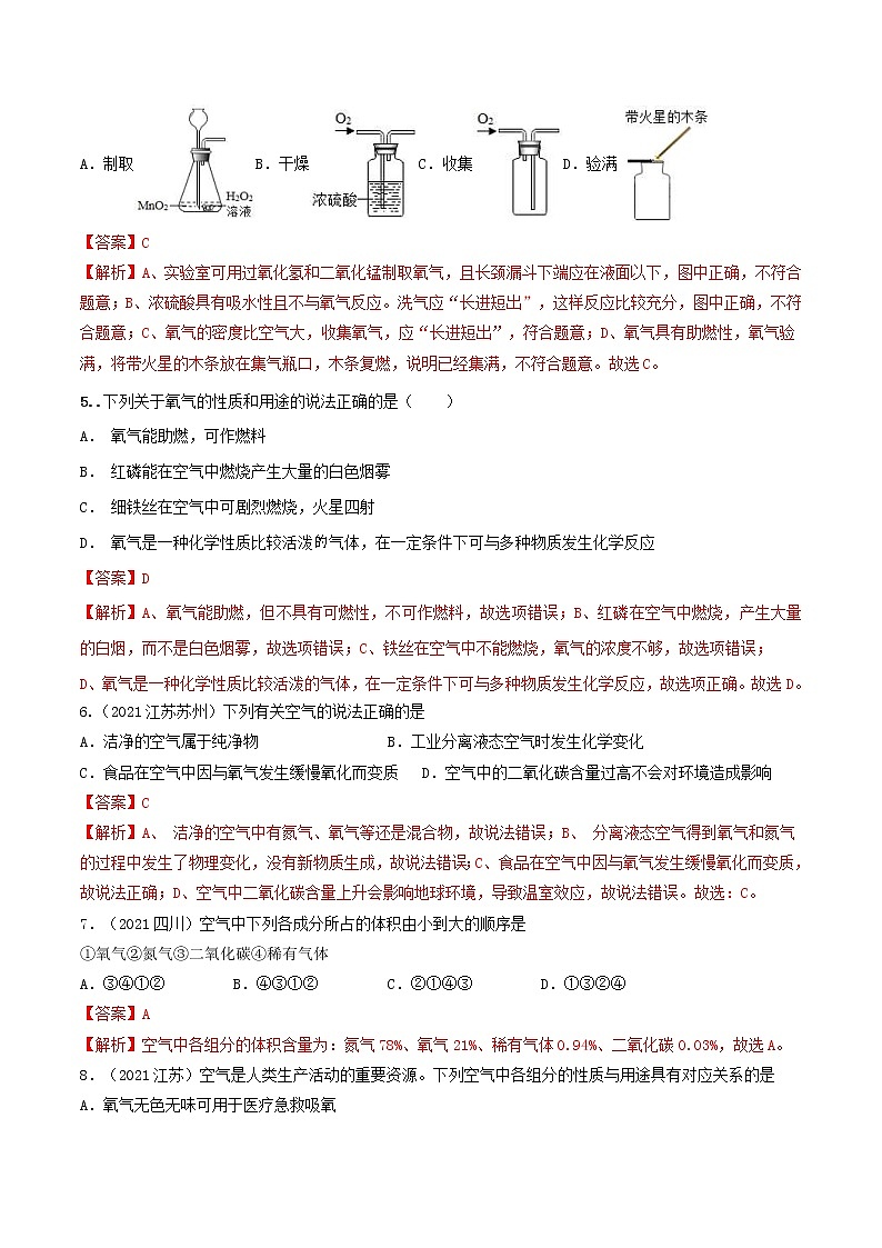 中考化学二轮复习考点练习专题01 空气和氧气（考点专练）（教师版）第2页