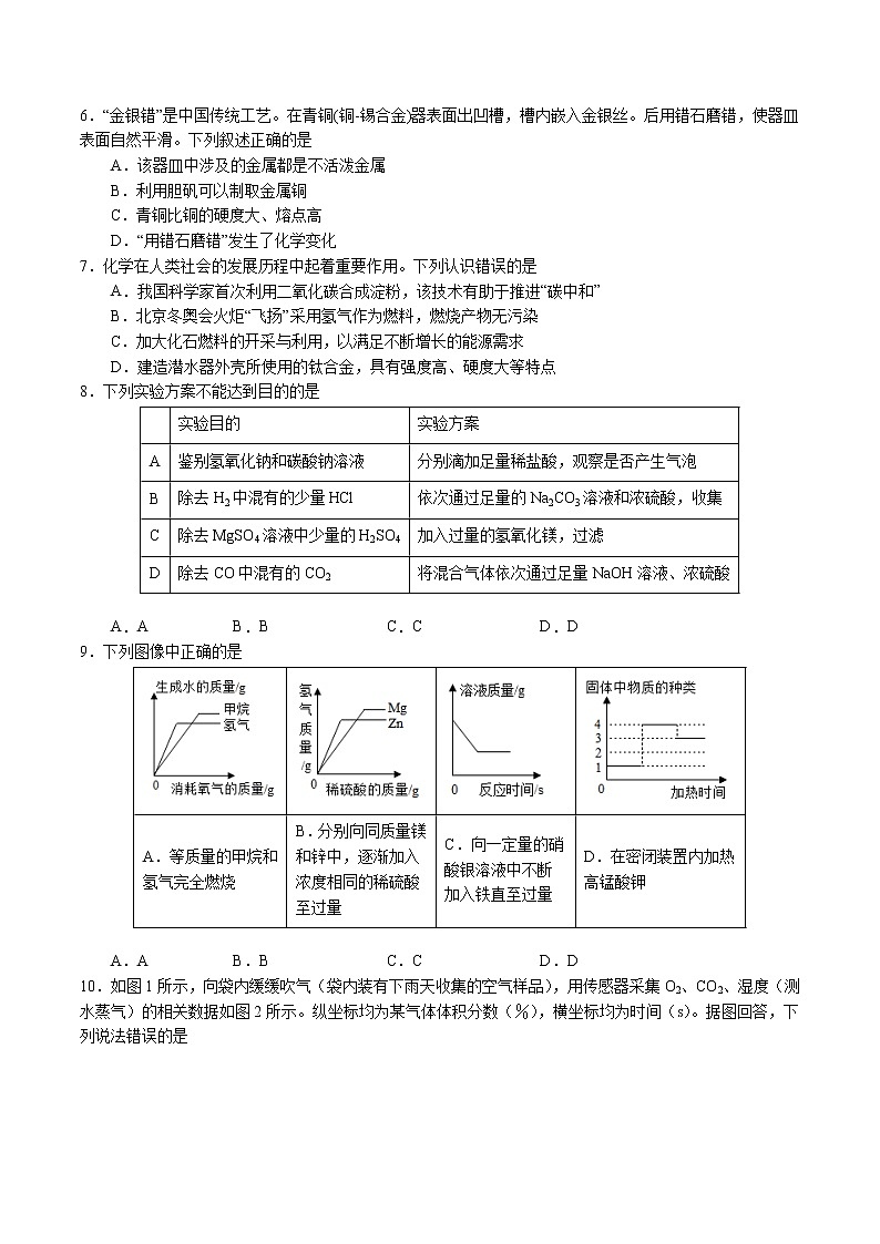 2023年中考第二次模拟考试卷：化学（福建卷）（考试版）A402