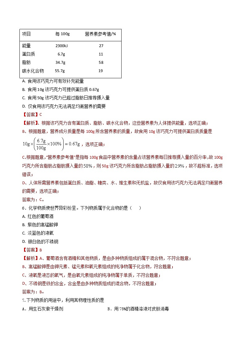 2023年中考第二次模拟考试卷：化学（四川成都卷）（全解全析）第3页