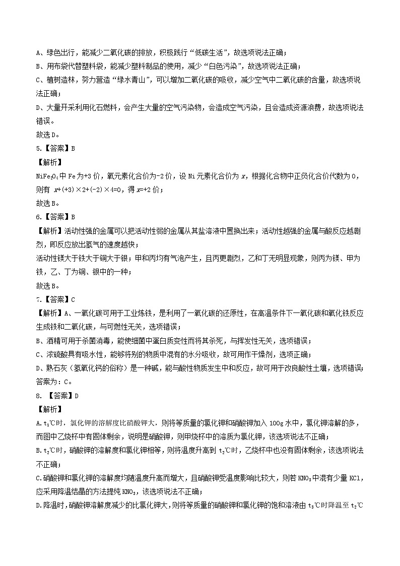 2023年中考第二次模拟考试卷：化学（新疆卷）（参考答案）02