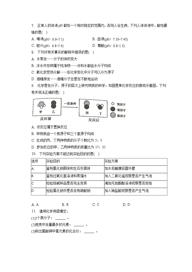 2023年辽宁省锦州市凌海市石山中学中考化学一检试卷（含答案解析）02