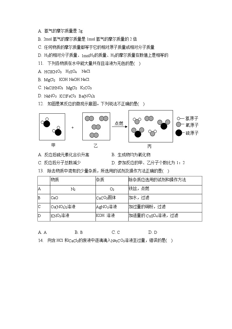 2023年上海市七宝中学附属鑫都实验中学中考化学模拟试卷（含答案解析）第2页