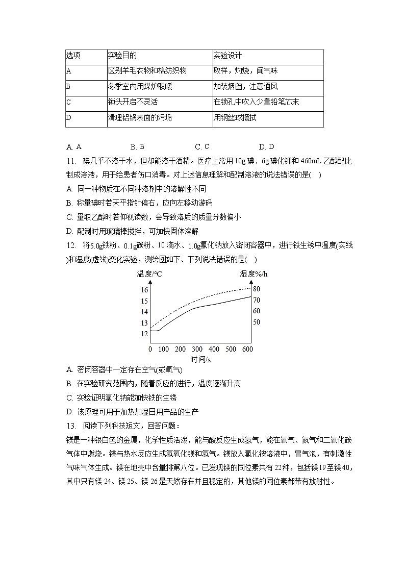 2023年安徽省滁州市来安县中考化学一模试卷（含答案解析）03