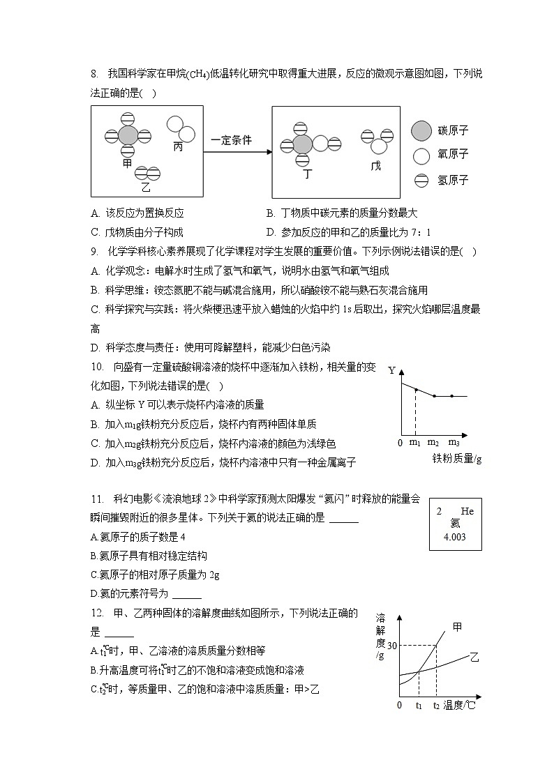 2023年江西省南昌市中考化学一调试卷（含答案解析）02