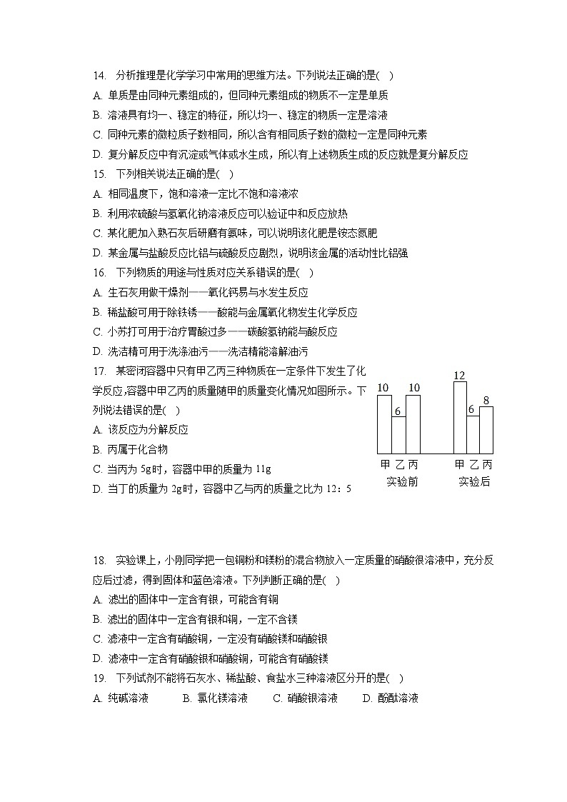 2023年山东省青岛市即墨区中考化学一模试卷（含答案解析）03