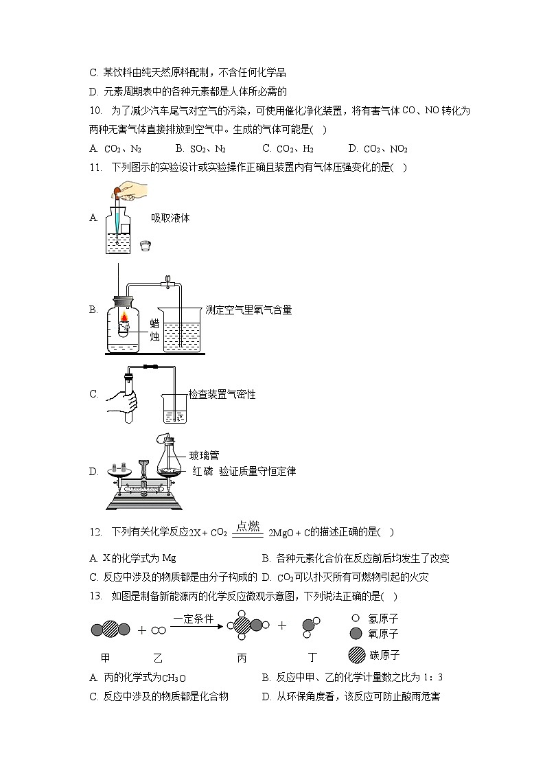2022-2023学年河南省信阳市息县中招化学适应性试卷（二）（含答案解析）第2页