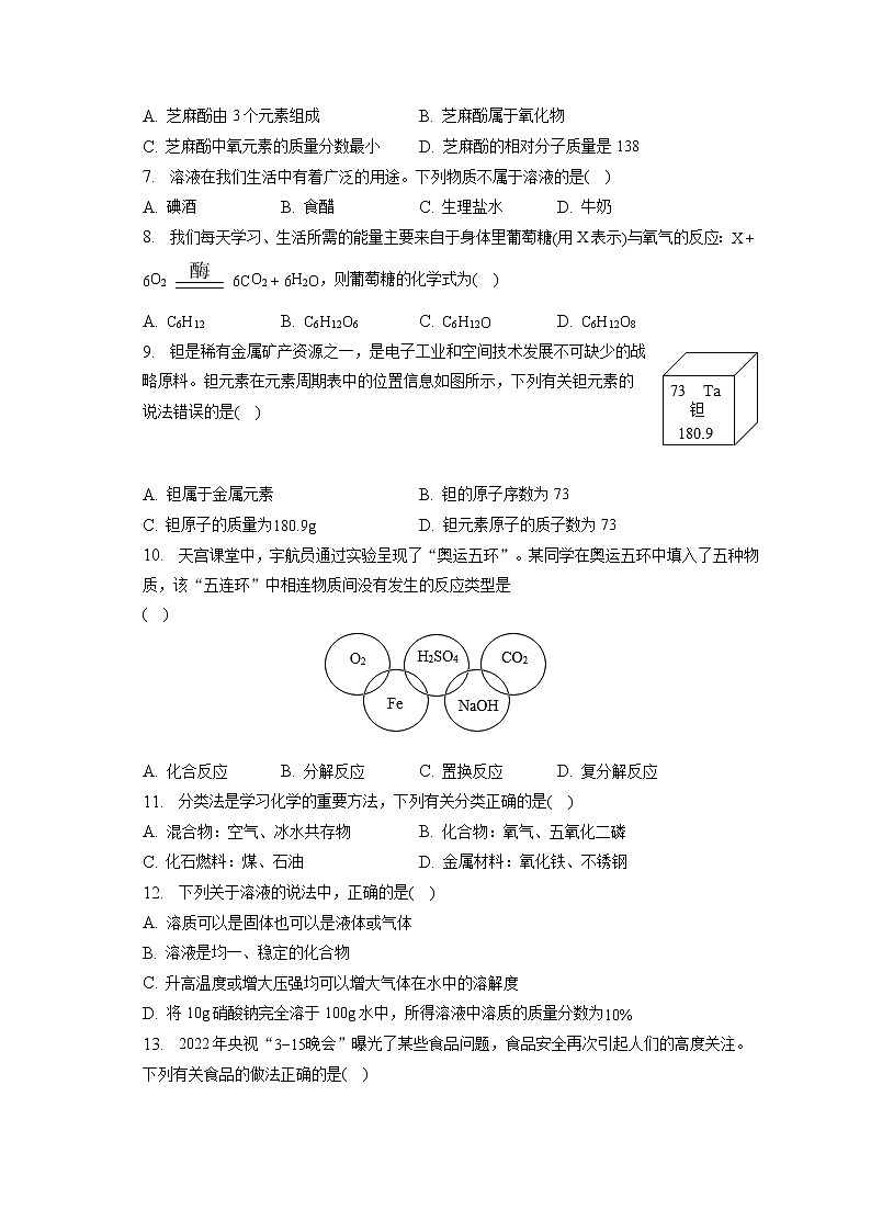 2023年湖南省衡阳市衡南县中考化学联考试卷（一）（3月份）（含答案解析）第2页