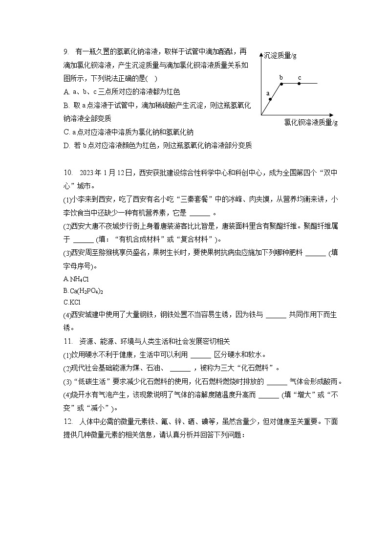 2023年陕西省西安市莲湖区益新中学中考化学三模试卷（含答案解析）第3页