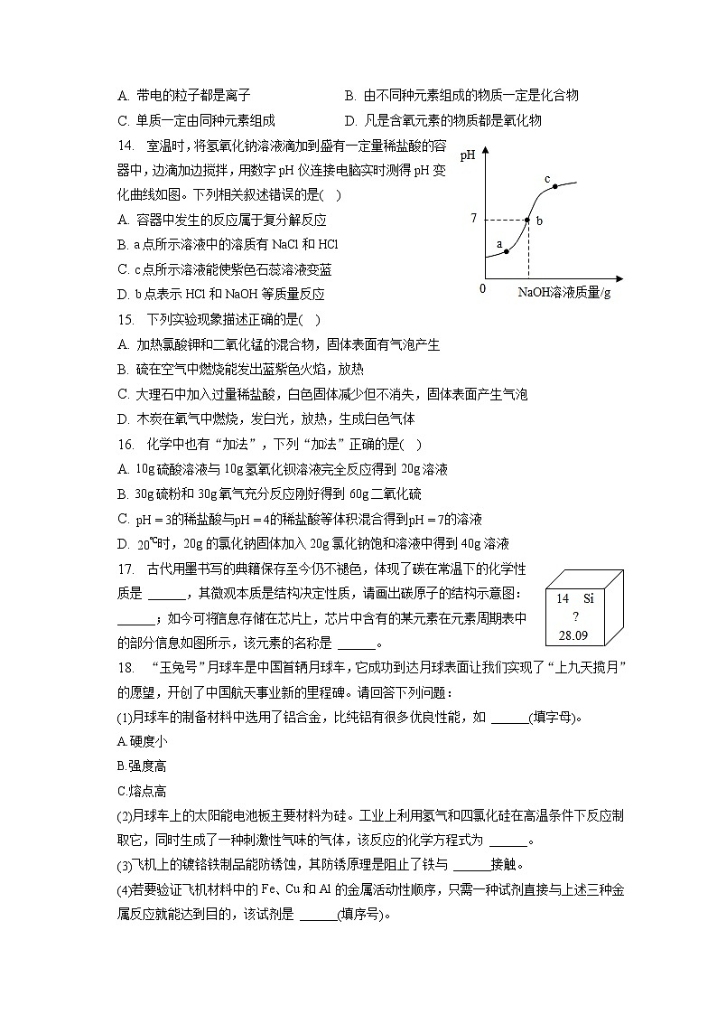 2023年重庆市黔江区武陵中学等校中考化学一模试卷（含答案解析）03