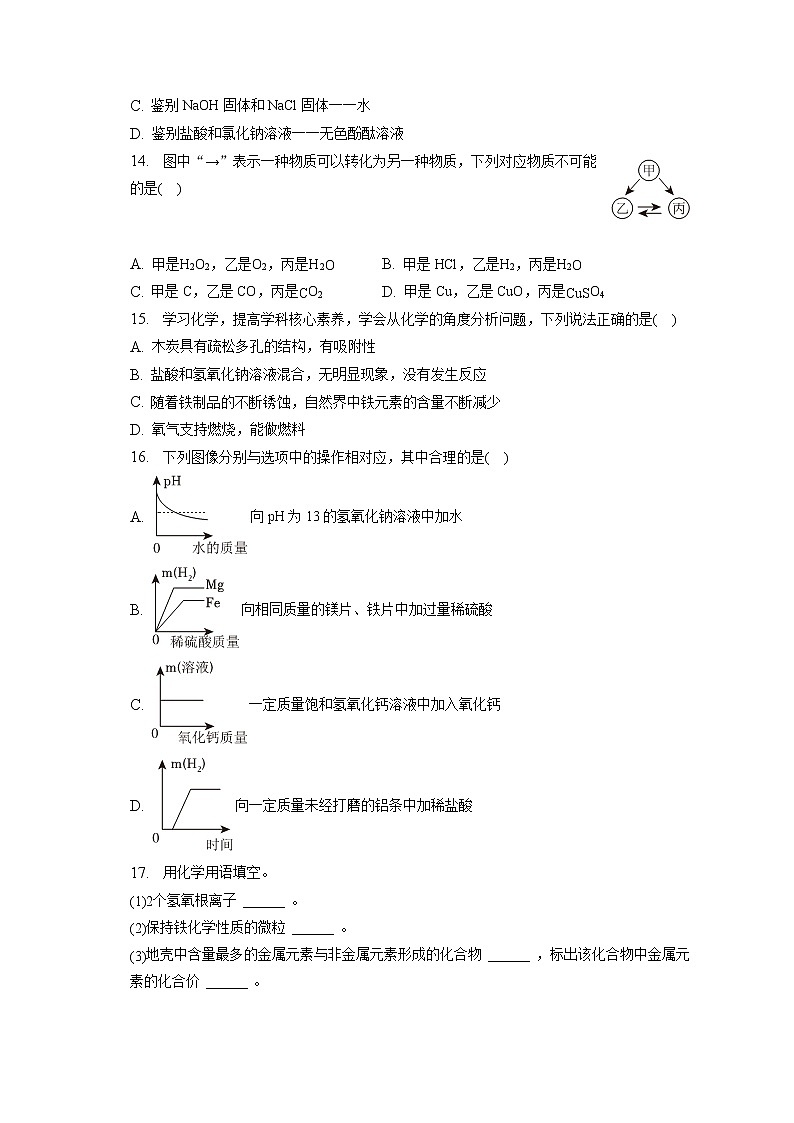 2023年重庆市忠县拔山片区中考化学联考试卷（4月份）（含答案解析）第3页