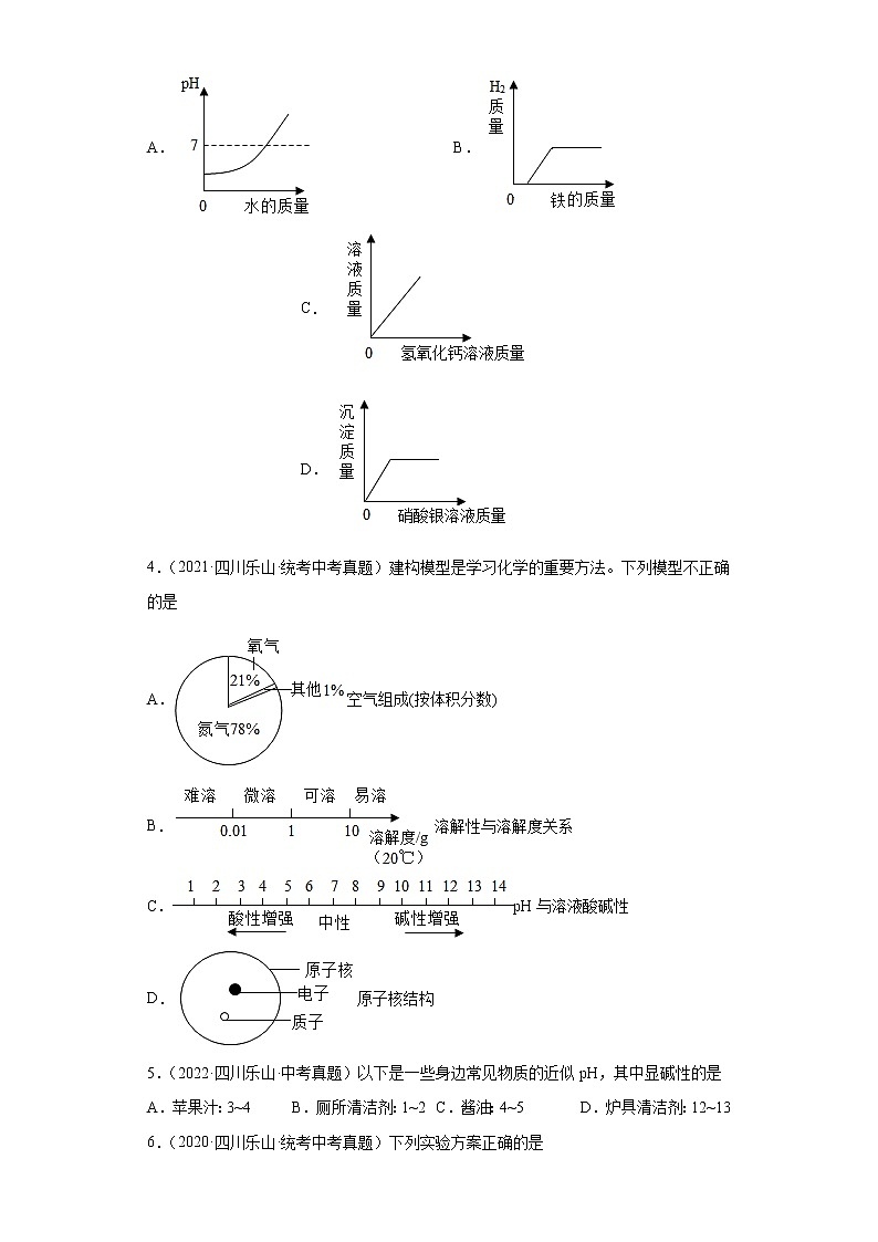 四川省乐山市2020-2022三年中考化学真题知识点分类汇编-05酸和碱、中和反应，盐和化肥第2页