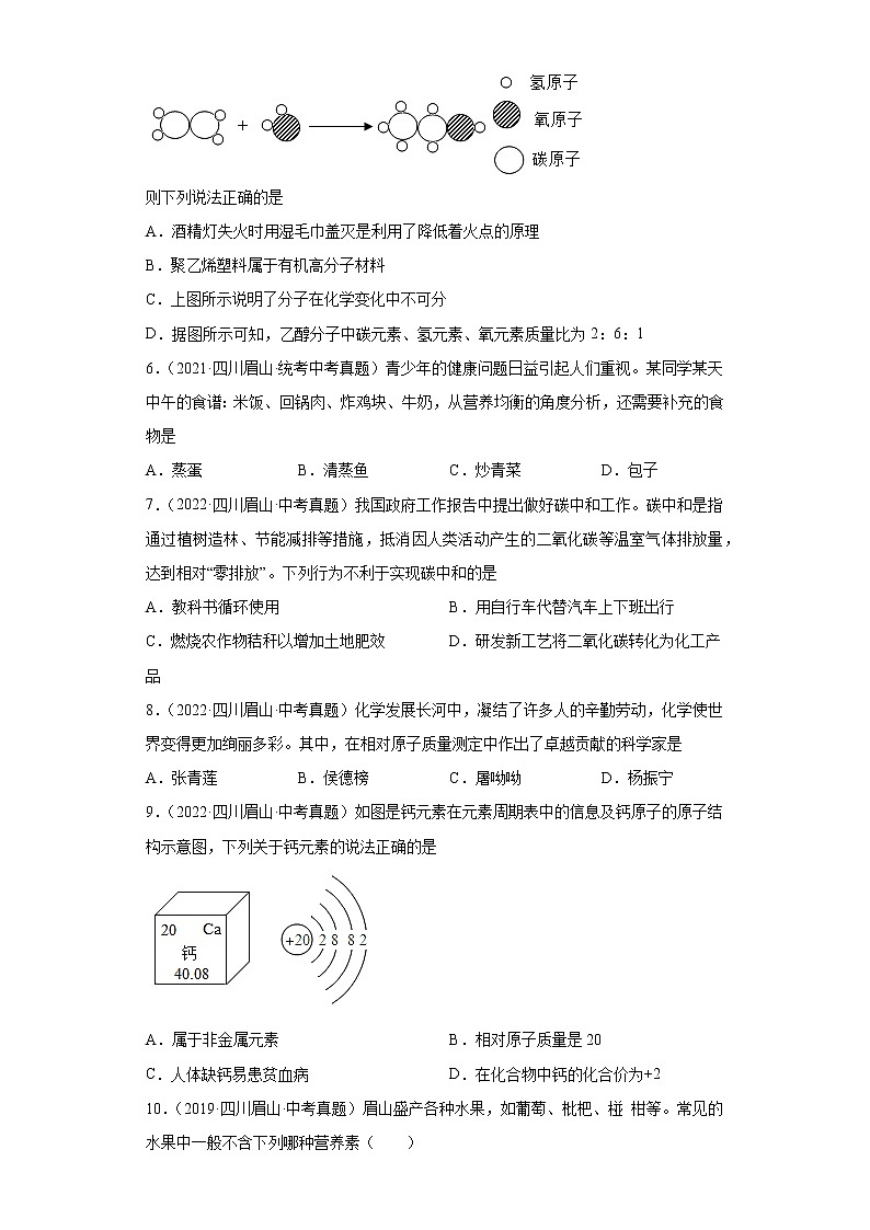 四川省眉山市2019-2022四年中考化学真题知识点分类汇编-06化学与社会发展第2页