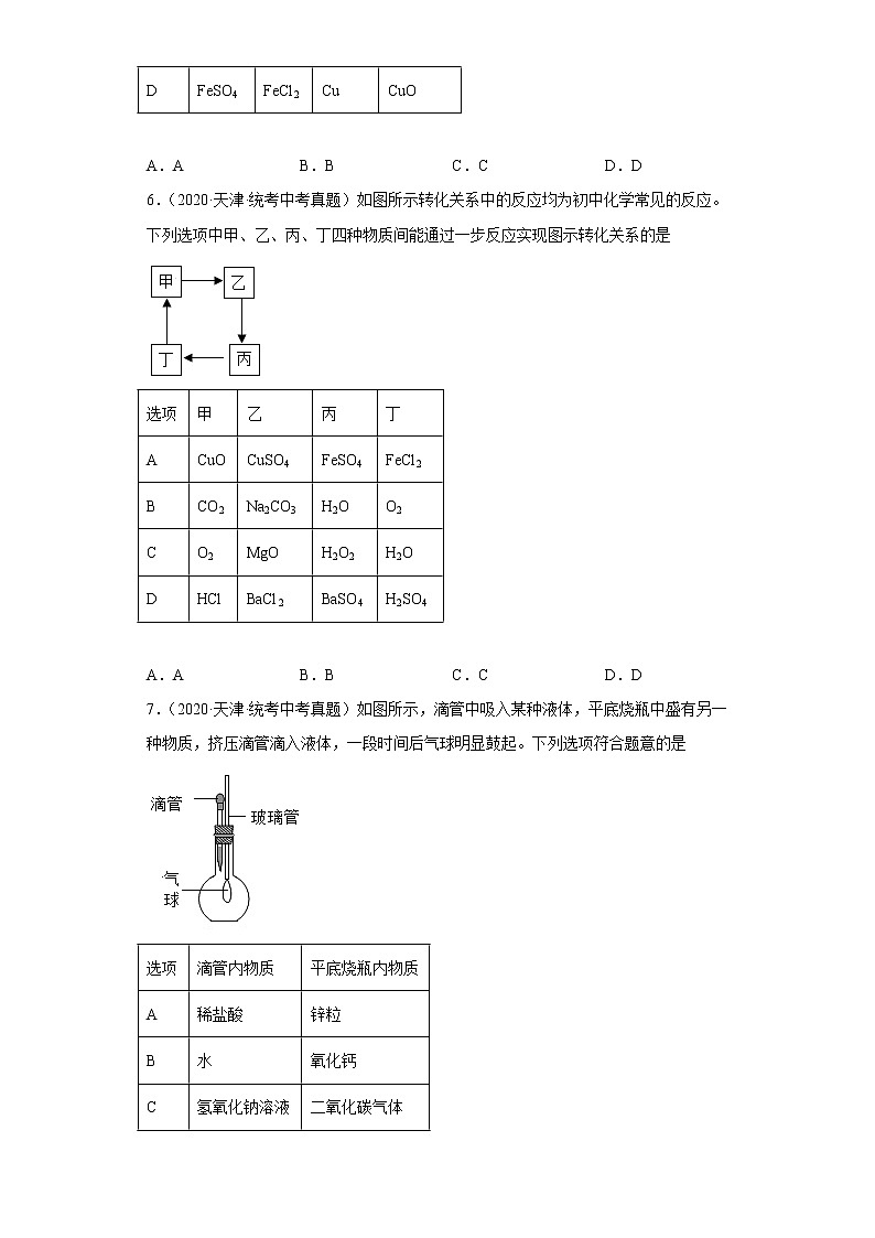 天津2020-2022三年中考化学真题知识点分类汇编-06盐和化肥03