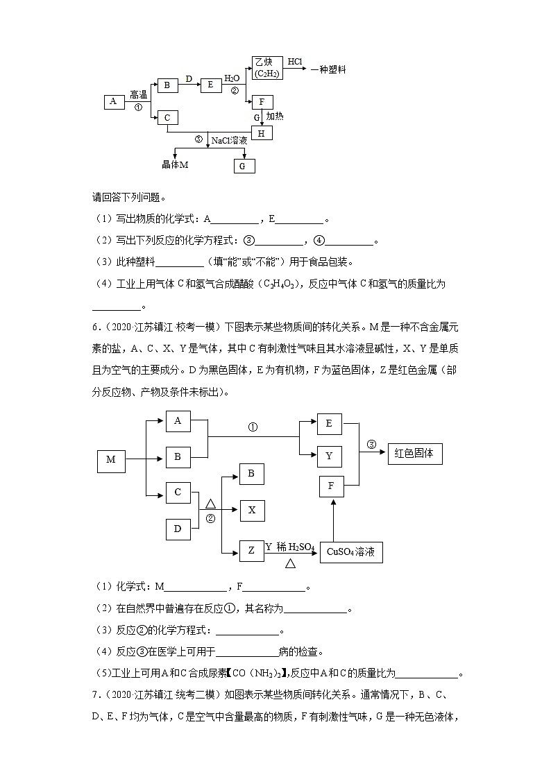 江苏省镇江市三年（2020-2022）中考化学模拟题分题型分层汇编-28图形推断题第3页