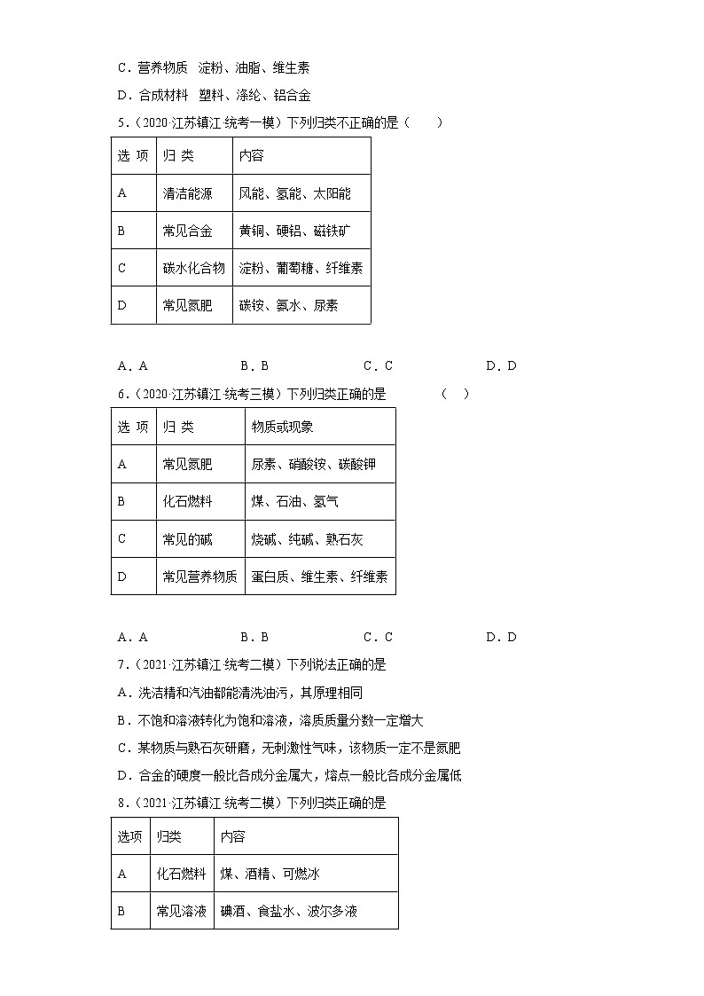 江苏省镇江市三年（2020-2022）中考化学模拟题分题型分层汇编-21化学肥料第2页