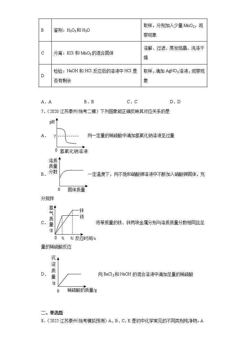 江苏省泰州市三年（2020-2022）中考化学模拟题分题型分层汇编-16金属的化学性质第3页