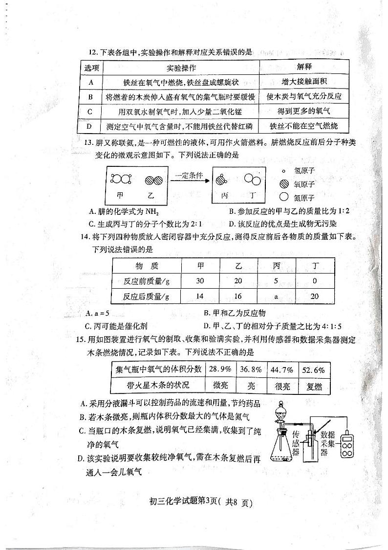 山东省烟台市龙口市2022-2023学年八年级下学期4月期中化学试题03