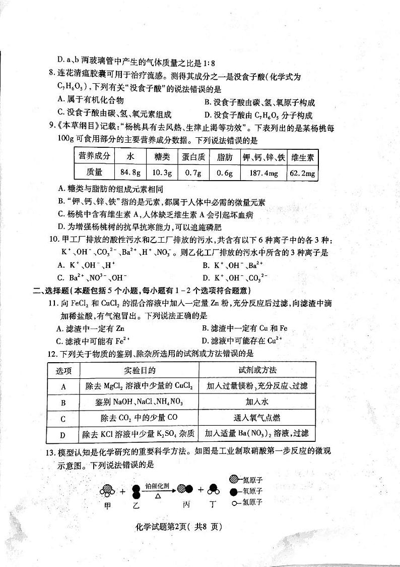 山东省烟台市龙口市2022-2023学年九年级下学期4月期中化学试题02