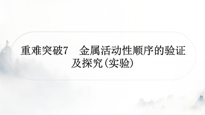 中考化学复习重难突破7金属活动性顺序的验证及探究(实验)练习课件第1页