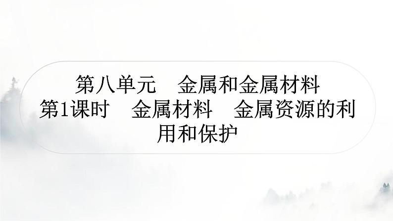 中考化学复习第八单元金属和金属材料第1课时金属材料 金属资源的利用和保护练习课件第1页