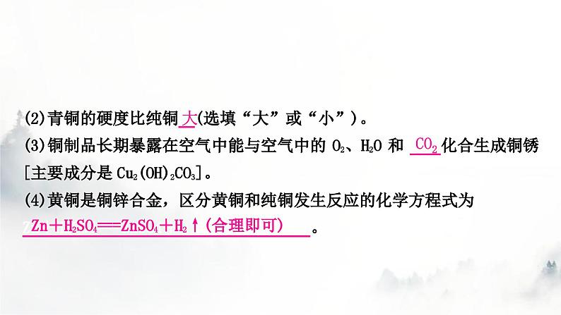 中考化学复习第八单元金属和金属材料第1课时金属材料 金属资源的利用和保护练习课件第5页