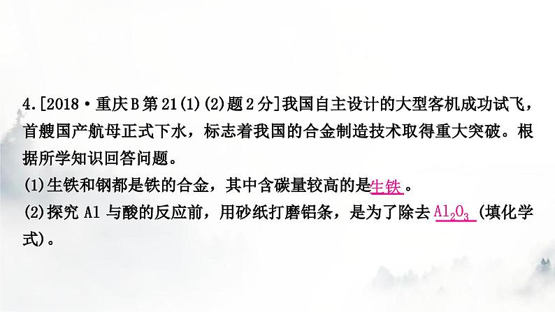 中考化学复习第八单元金属和金属材料第1课时金属材料 金属资源的利用和保护练习课件第7页