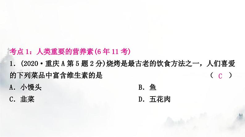 中考化学复习第十二单元化学与生活练习课件第3页