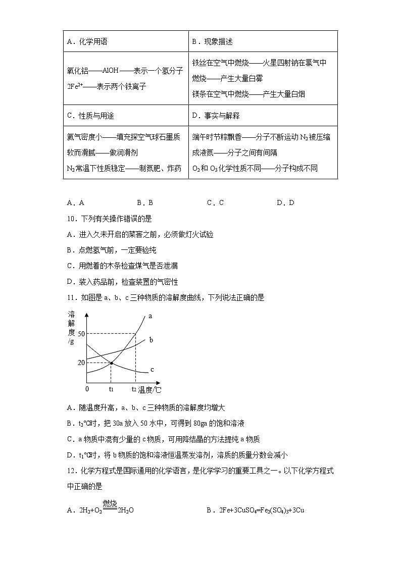 2023年山东省淄博市中考模拟化学试题03