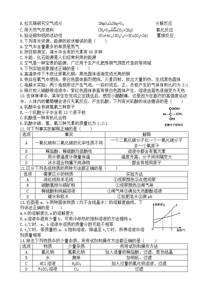 2023年黑龙江省哈尔滨群力经纬中学中考模拟测试化学试卷（一）（含答案）第2页