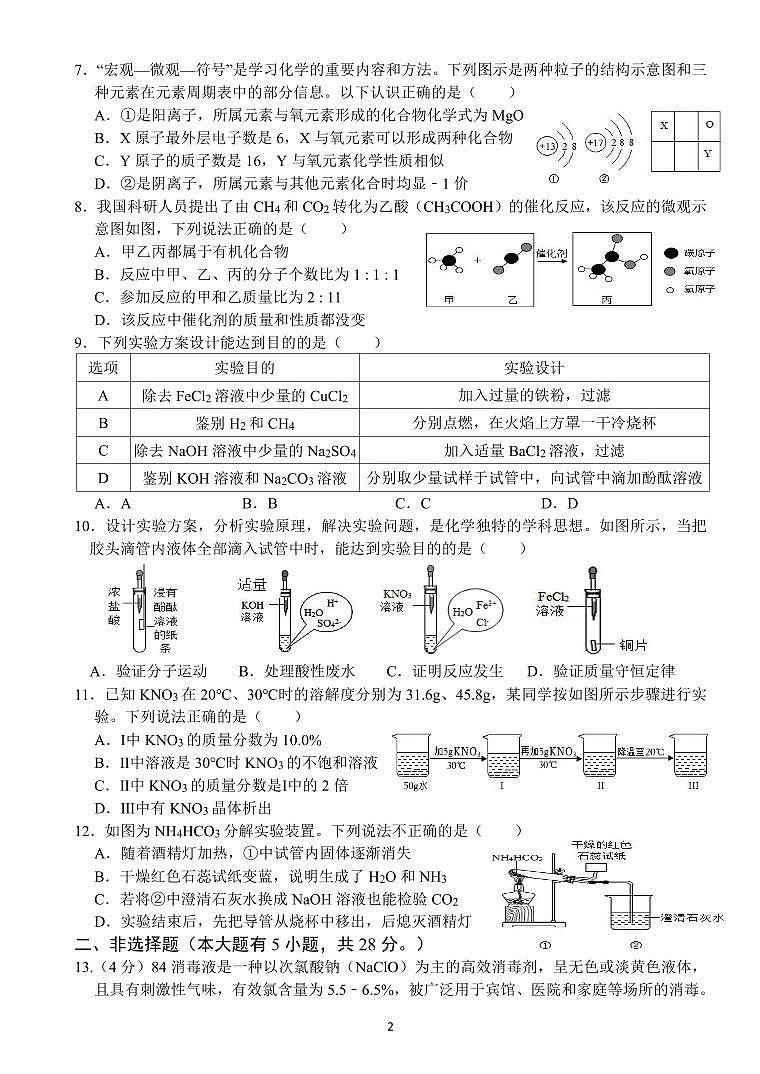 2023年安徽省六安市金安区皋城中学中考适应性检测化学试题第2页