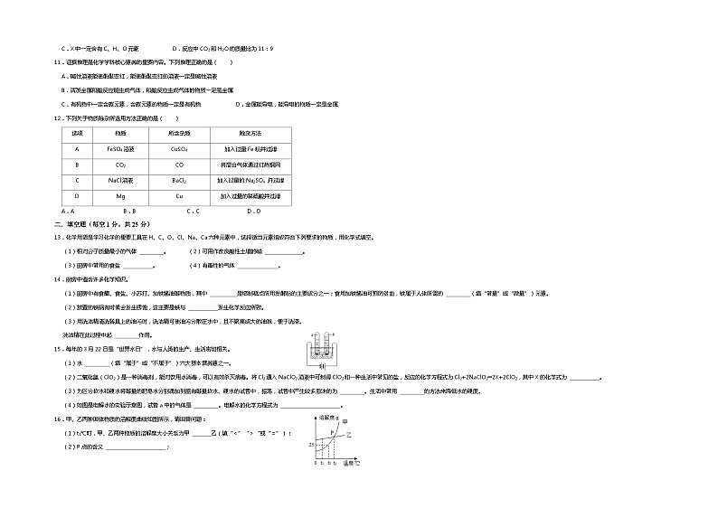 甘肃省张掖市第一中学2022-2023学年九年级下学期化学期中考试卷02