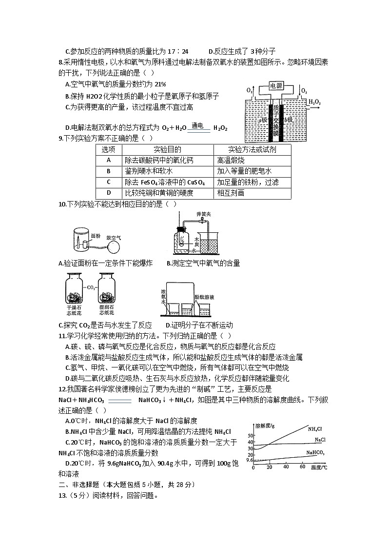 2023年5月安徽省涡阳县第二次质量监测化学试卷02