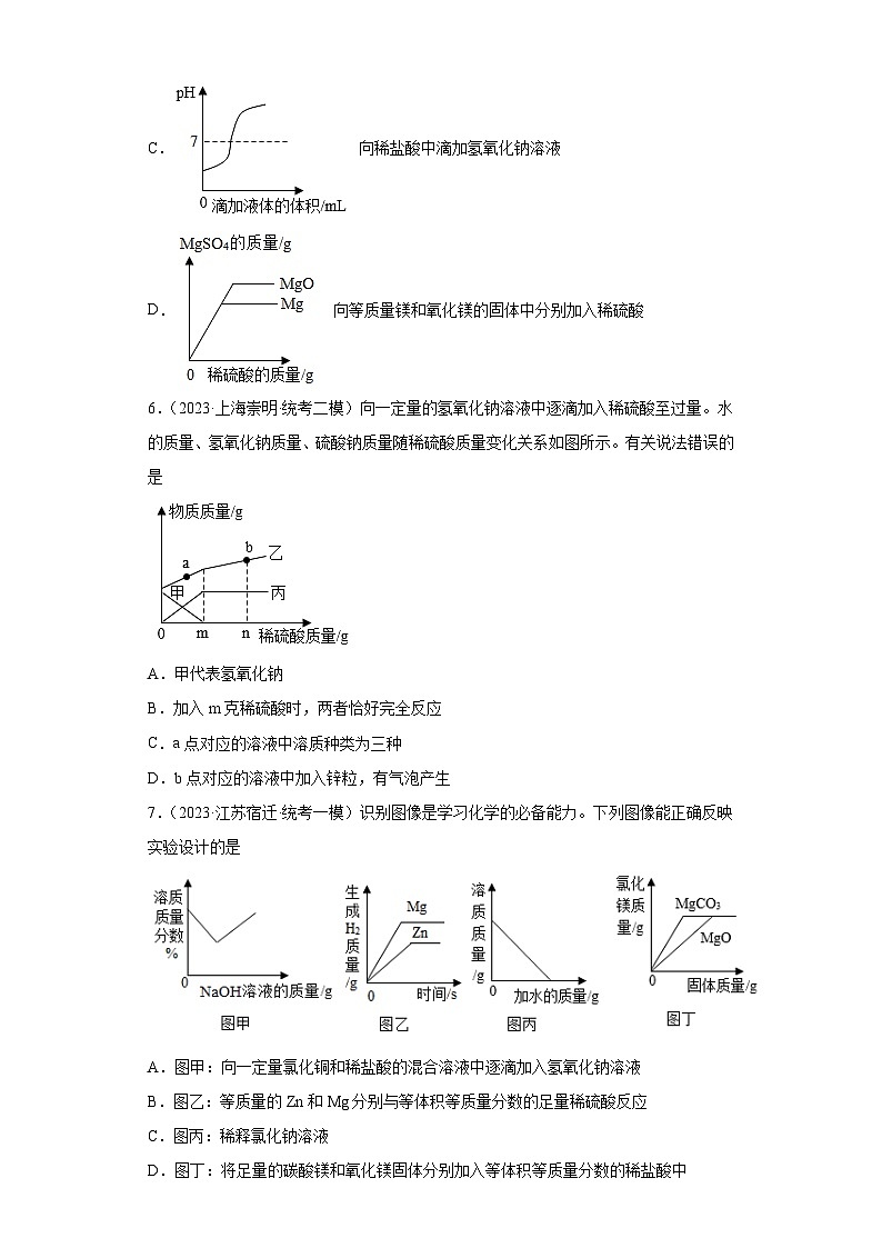 2023年中考化学冲刺复习坐标图像专题模拟新题专练-02金属与酸反应的图像第3页