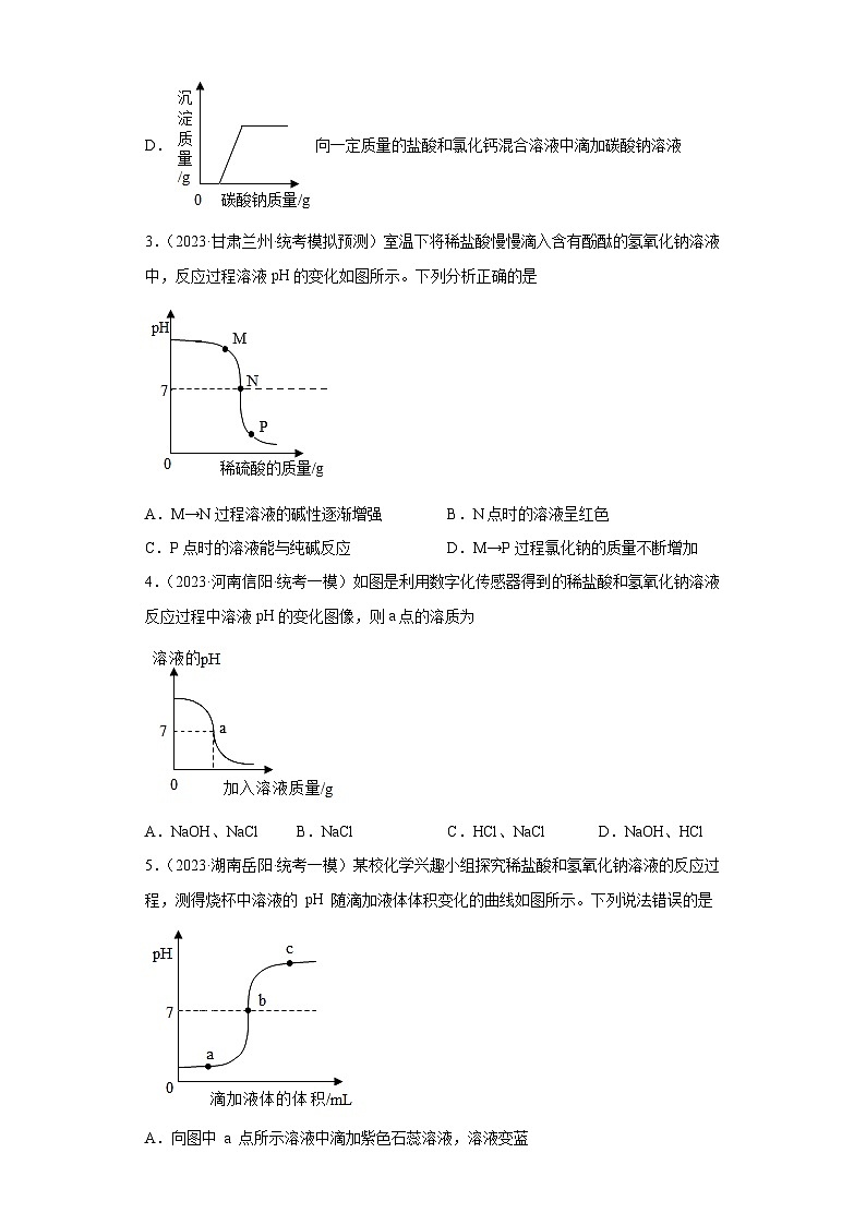 2023年中考化学冲刺复习坐标图像专题模拟新题专练-03pH的变化图像（稀释或中和）②第2页